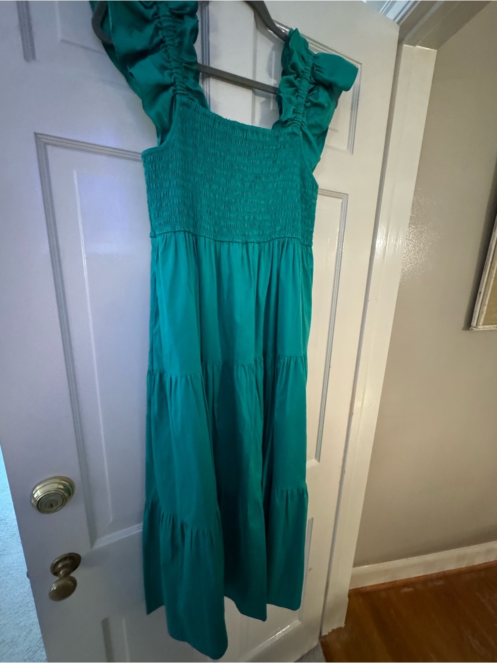 CROSBY by Mollie Burch Teal Smocked Tiered Maxi Dress